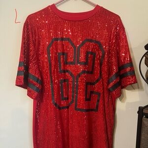Red Sequin Jersey Dress